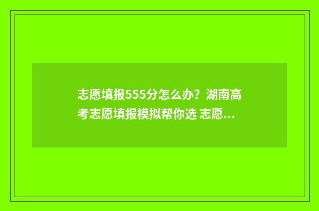 志愿填报555分怎么办？湖南高考志愿填报模拟帮你选 志愿填报105%
