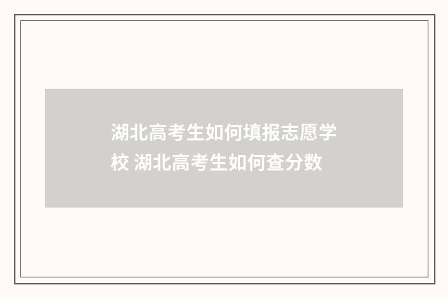 湖北高考生如何填报志愿学校 湖北高考生如何查分数