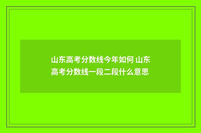 山东高考分数线今年如何 山东高考分数线一段二段什么意思