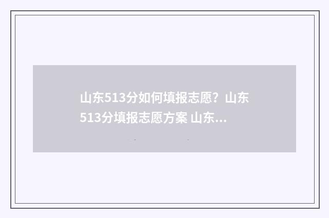 山东513分如何填报志愿？山东513分填报志愿方案 山东531分可以报什么大学