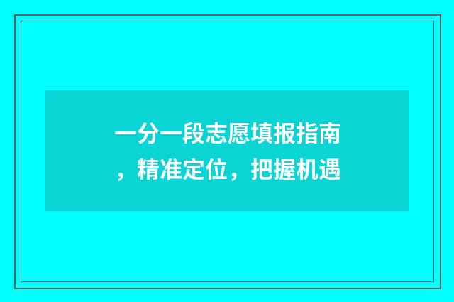 一分一段志愿填报指南，精准定位，把握机遇