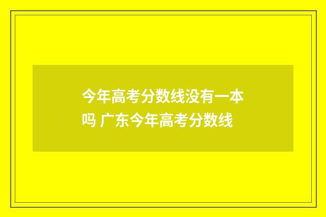 今年高考分数线没有一本吗 广东今年高考分数线