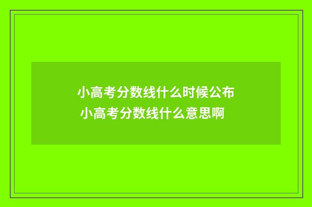 小高考分数线什么时候公布 小高考分数线什么意思啊