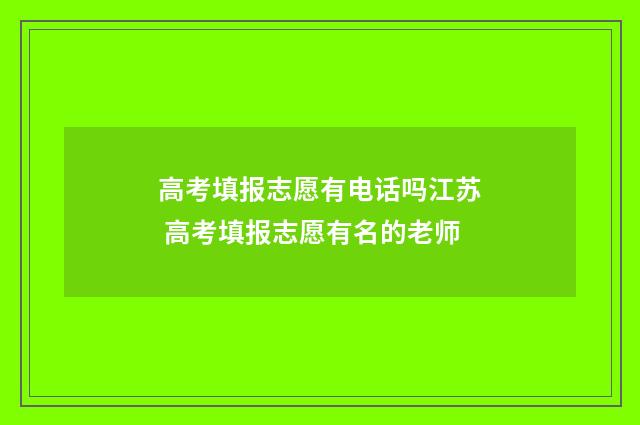 高考填报志愿有电话吗江苏 高考填报志愿有名的老师