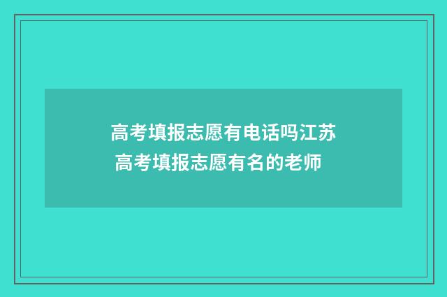 高考填报志愿有电话吗江苏 高考填报志愿有名的老师