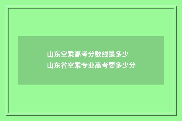 山东空乘高考分数线是多少 山东省空乘专业高考要多少分