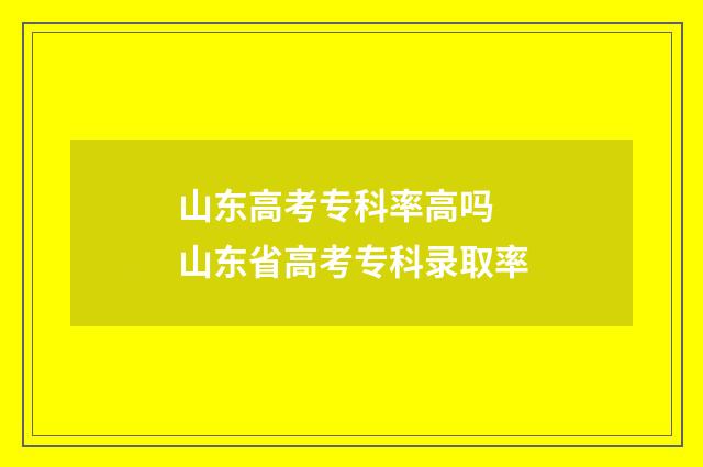 山东高考专科率高吗 山东省高考专科录取率