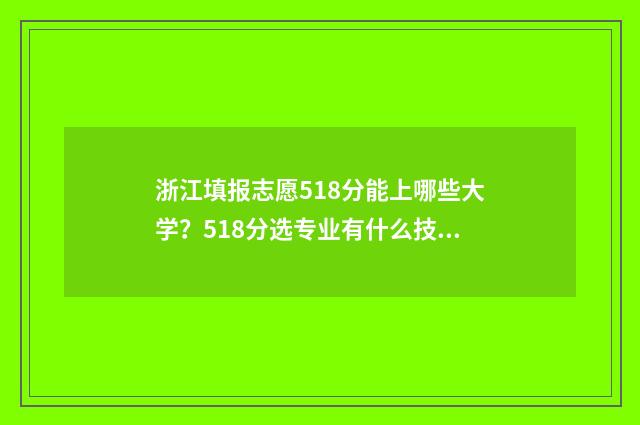 浙江填报志愿518分能上哪些大学？518分选专业有什么技巧？ 浙江填报志愿模拟表