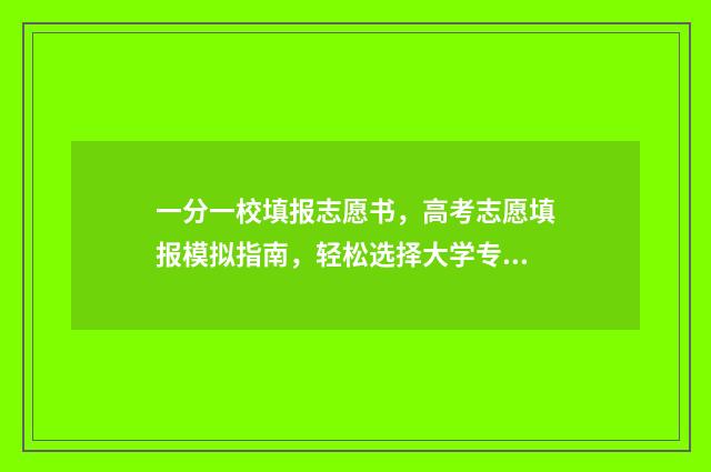 一分一校填报志愿书，高考志愿填报模拟指南，轻松选择大学专业 一校一分什么意思