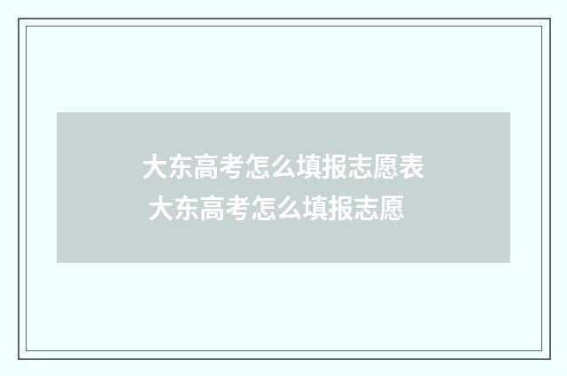 大东高考怎么填报志愿表 大东高考怎么填报志愿
