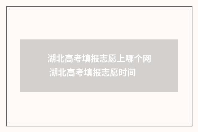 湖北高考填报志愿上哪个网 湖北高考填报志愿时间