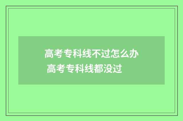 高考专科线不过怎么办 高考专科线都没过