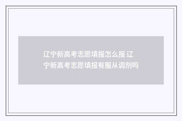 辽宁新高考志愿填报怎么报 辽宁新高考志愿填报有服从调剂吗