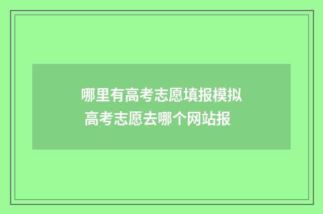 哪里有高考志愿填报模拟 高考志愿去哪个网站报