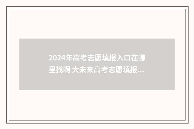 2024年高考志愿填报入口在哪里找啊 大未来高考志愿填报官网