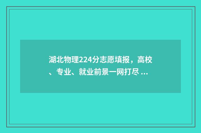 湖北物理224分志愿填报，高校、专业、就业前景一网打尽 湖北2021物理分段表