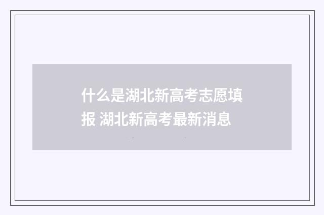 什么是湖北新高考志愿填报 湖北新高考最新消息