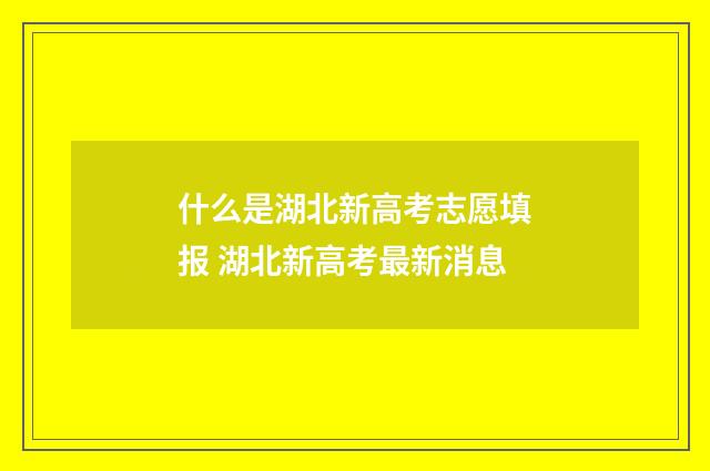 什么是湖北新高考志愿填报 湖北新高考最新消息