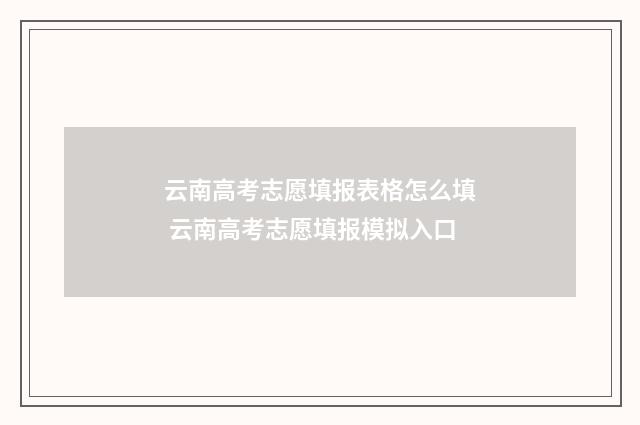 云南高考志愿填报表格怎么填 云南高考志愿填报模拟入口