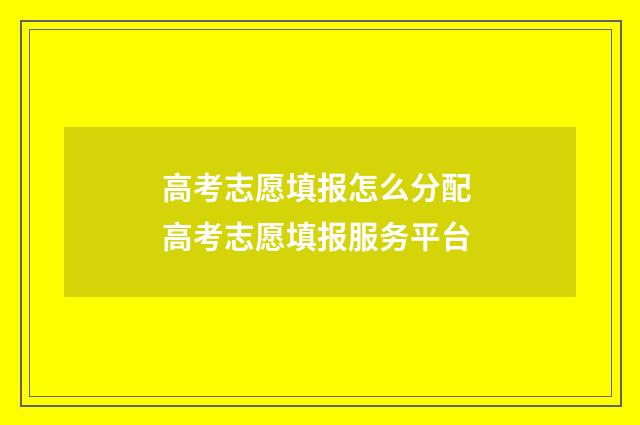 高考志愿填报怎么分配 高考志愿填报服务平台