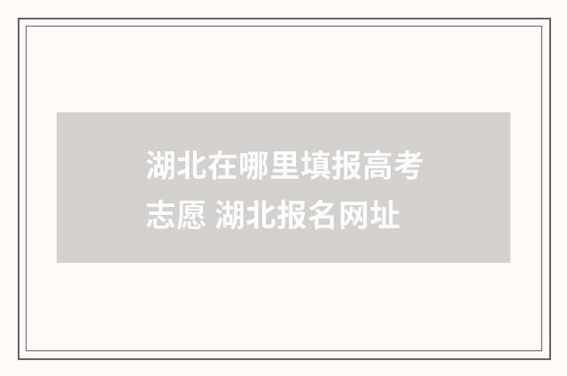 湖北在哪里填报高考志愿 湖北报名网址
