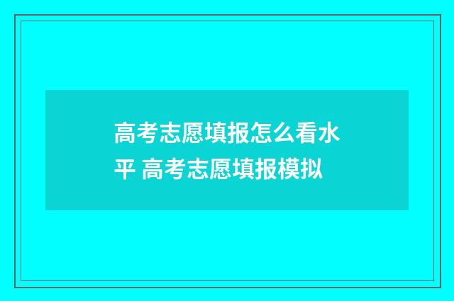 高考志愿填报怎么看水平 高考志愿填报模拟