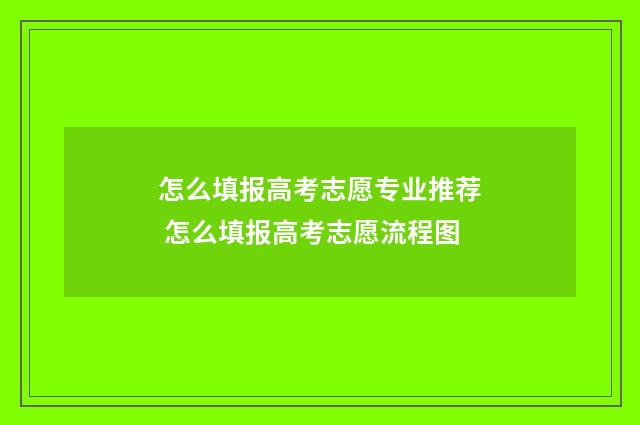 怎么填报高考志愿专业推荐 怎么填报高考志愿流程图