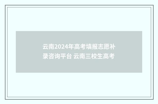 云南2024年高考填报志愿补录咨询平台 云南三校生高考