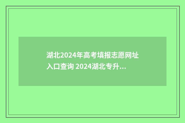 湖北2024年高考填报志愿网址入口查询 2024湖北专升本政策公告