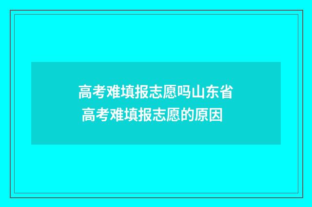 高考难填报志愿吗山东省 高考难填报志愿的原因
