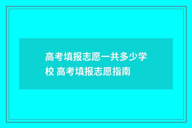 高考填报志愿一共多少学校 高考填报志愿指南
