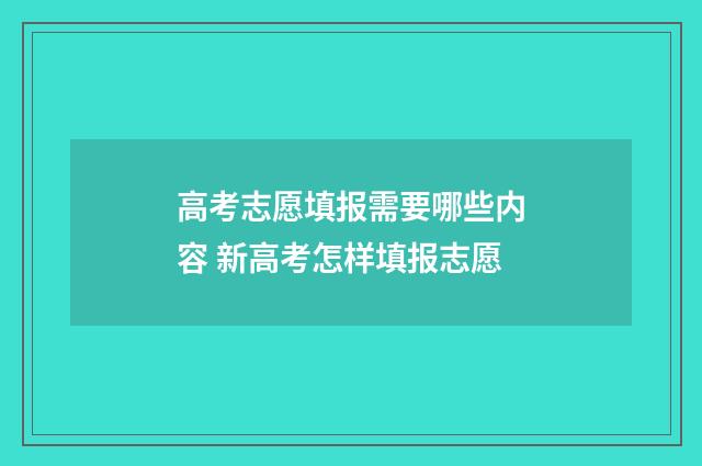 高考志愿填报需要哪些内容 新高考怎样填报志愿