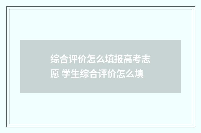 综合评价怎么填报高考志愿 学生综合评价怎么填