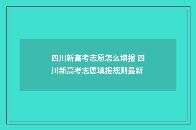 四川新高考志愿怎么填报 四川新高考志愿填报规则最新