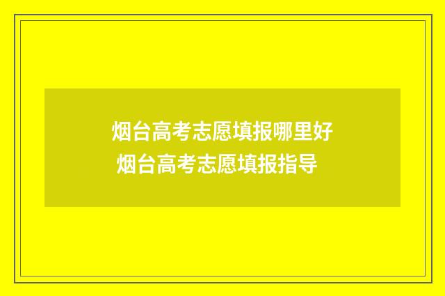 烟台高考志愿填报哪里好 烟台高考志愿填报指导