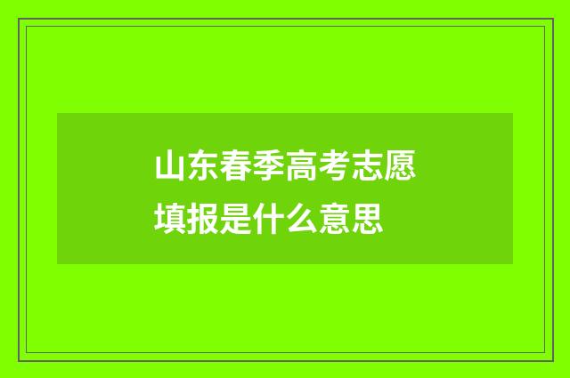 山东春季高考志愿填报是什么意思