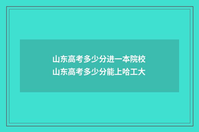 山东高考多少分进一本院校 山东高考多少分能上哈工大