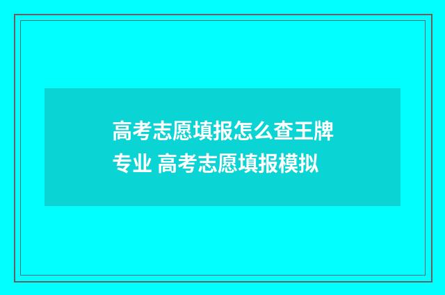 高考志愿填报怎么查王牌专业 高考志愿填报模拟