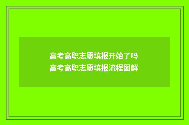 高考高职志愿填报开始了吗 高考高职志愿填报流程图解