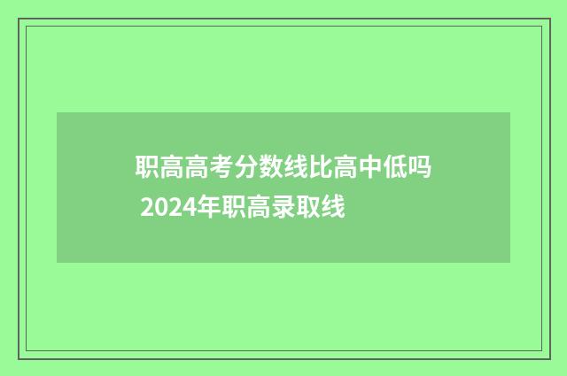职高高考分数线比高中低吗 2024年职高录取线