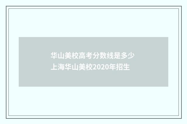 华山美校高考分数线是多少 上海华山美校2020年招生