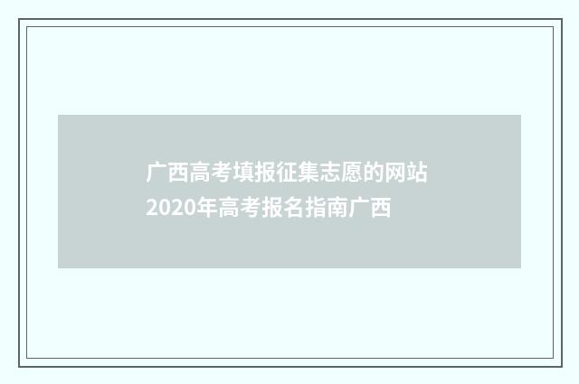广西高考填报征集志愿的网站 2020年高考报名指南广西