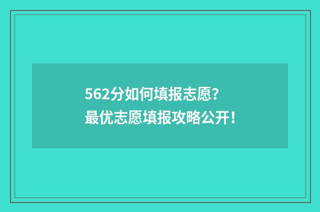 562分如何填报志愿？最优志愿填报攻略公开！