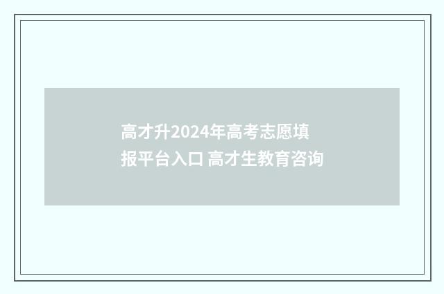 高才升2024年高考志愿填报平台入口 高才生教育咨询