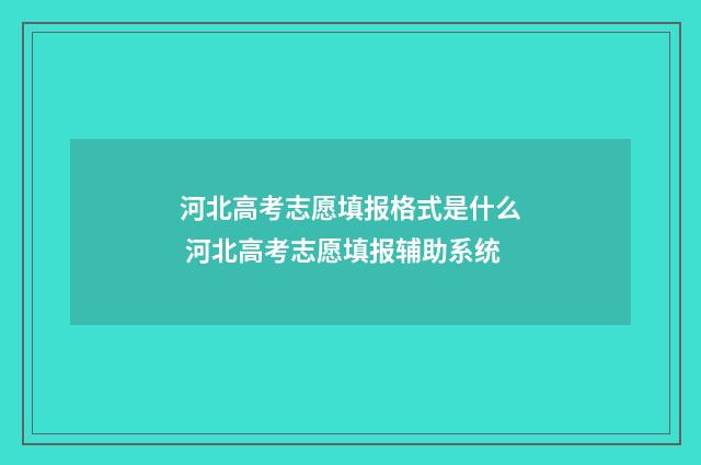 河北高考志愿填报格式是什么 河北高考志愿填报辅助系统