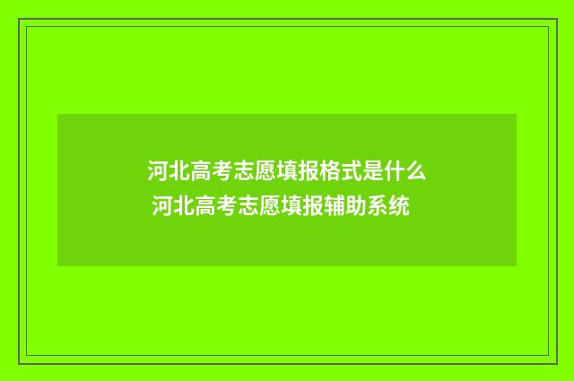 河北高考志愿填报格式是什么 河北高考志愿填报辅助系统