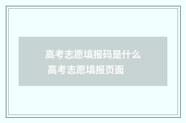高考志愿填报码是什么 高考志愿填报页面