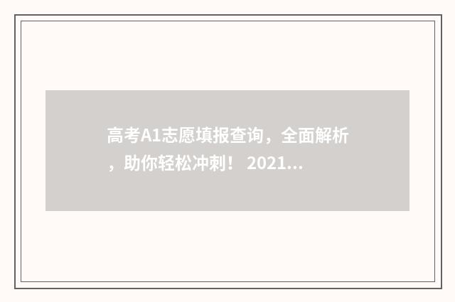高考A1志愿填报查询，全面解析，助你轻松冲刺！ 2021年高考志愿填报a1智能填报软件