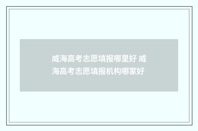 威海高考志愿填报哪里好 威海高考志愿填报机构哪家好