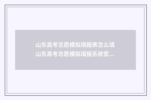 山东高考志愿模拟填报表怎么填 山东高考志愿模拟填报系统官网